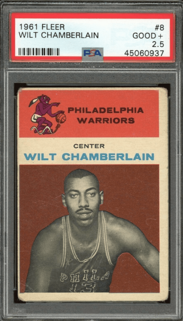Rookie card for the 1959 NBA MVP Wilt Chamberlain.