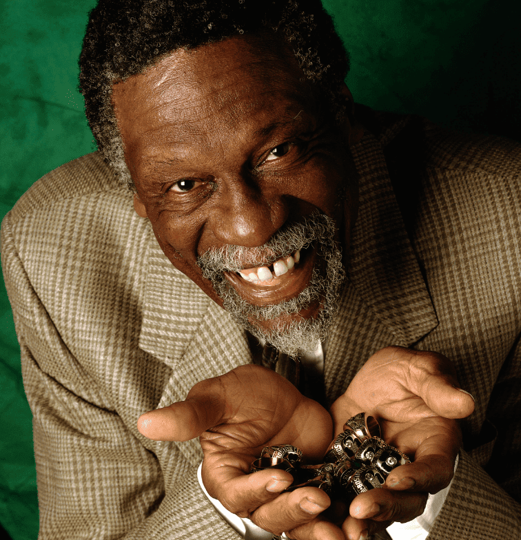 Bill Russell with all his rings